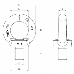 Šroub s okem DIN 580 - C15E, žárově pozinkované rozměry