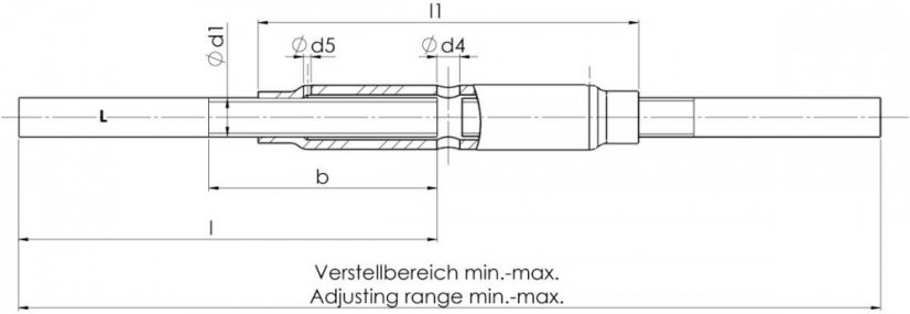 Napínák trubkový s navařovacími konci DIN 1478 - S235JR, pozinkovaný rozměry