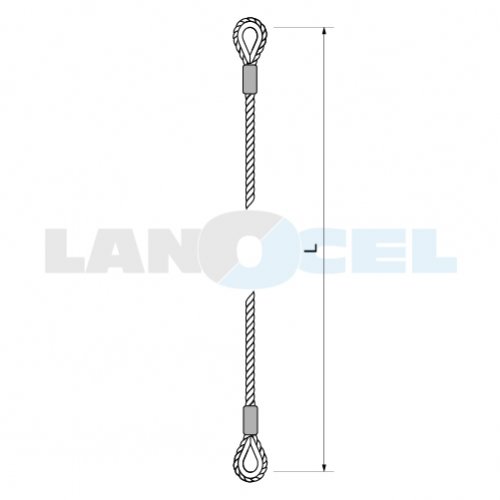 ocelové lano s očnicemi a nalisovanými objímkami, typ 111L-FC rozměry