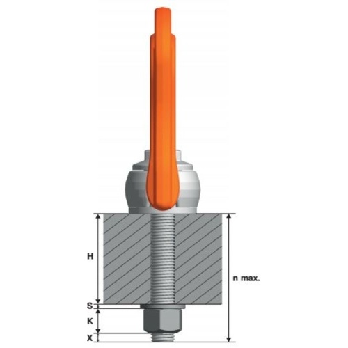 Otočný vázací bod PLBW beta rozměry šroubu a uchycení