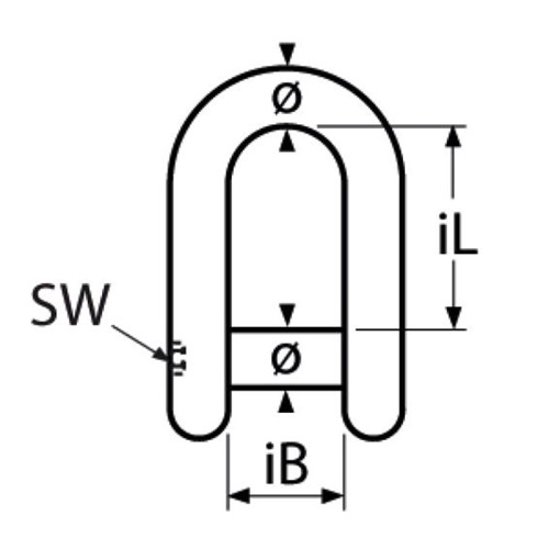Nerezový třmen rovný DH, čep s vnitřním šestihranem (imbus) schéma