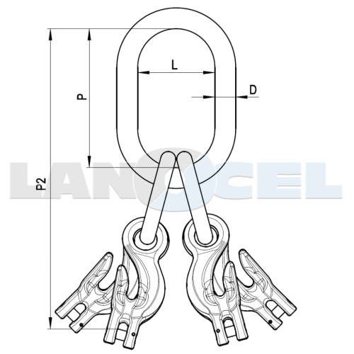 závěsný systém zvětšený se zkracovači VMXKW4 třída 10 rozměry