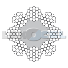 Výtahové lano 8x19W-FC LIFT 819W1 - průměr lana: 10 mm, dráty: holé, pevnost: 1570, vinutí: sZ - protisměrné pravé, konzervace: mazané