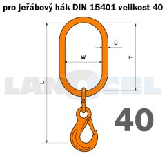 Redukční závěs s hákem pro jeřábový hák vel.40 dle DIN 15401