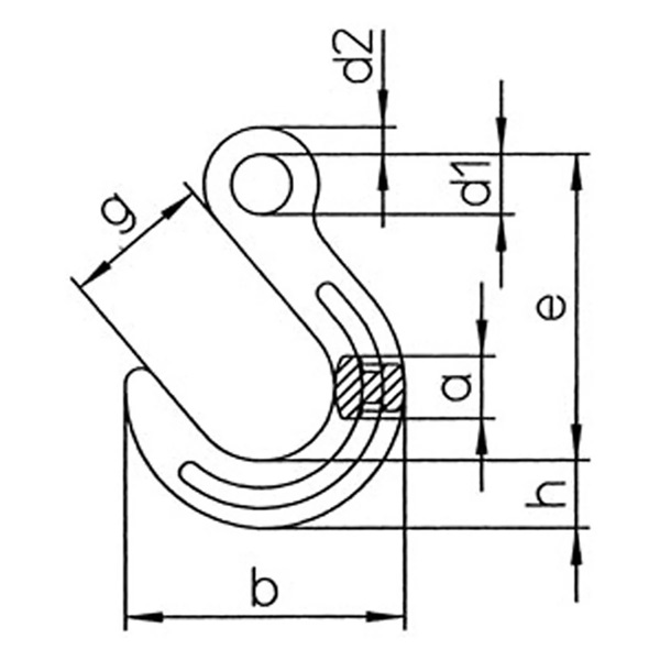 hák slévárenský s okem FW třída 10 schéma