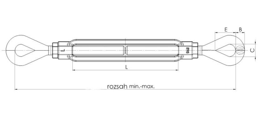 Napínák OKO-OKO s dlouhým závitem FF-T-791, žárově pozinkovaný - závit: 3/8 x 6"