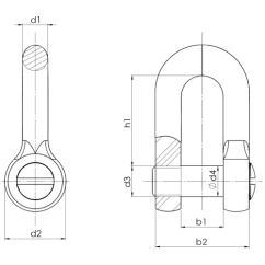 třmen rovný DIN 82101 typ B rozměry