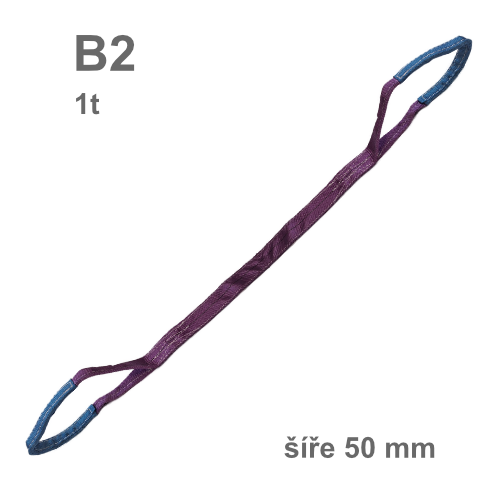 Plochý popruh s oky B2 dvouvrstvý  -  široké provedení - nosnost WLL: 1.000 kg, efektivní délka: 6 m