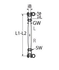 Nerezový napínák trubkový vidlice-vidlice - AISI 316