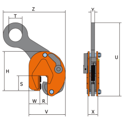 Nosníková vertikální svěrka BKW rozměry