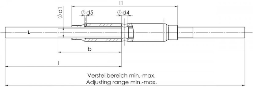 Napínák s navařovacími konci DIN 1480 - S235JR, surový povrch rozměry