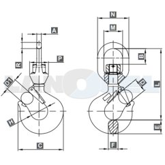 Hák otočný se zesíleným ložiskem WHSB-HD třída 8 rozměry