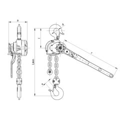 Řehtačkový zvedák RZC rozměry
