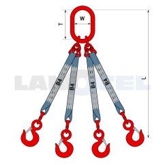textilní ČTYŘHÁK typ 413T ploché popruhy B2 rozměry textilní ČTYŘHÁK typ 413T ploché popruhy B2 rozměry