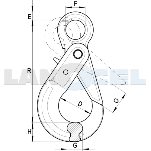 hák samosvěrný s okem SNE třída 8 rozměry