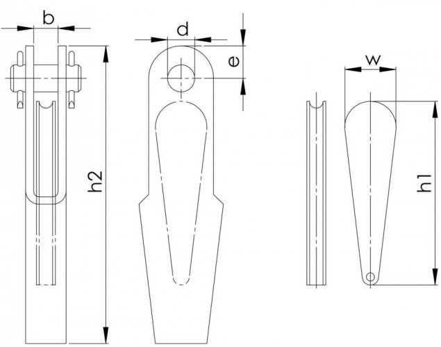 lanový zámek symetrický DIN 15315 rozměry