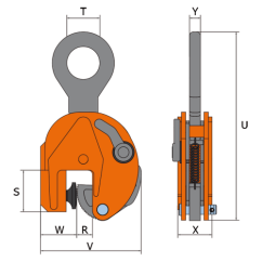 Vertikální svěrka VJPUW rozměry