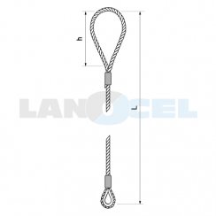 ocelové lano oko-očnice s nalisovanými objímkami, typ 101L-WC rozměry
