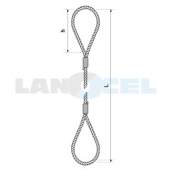 lanový vazák oko-oko s nalisovanými objímkami, typ 100L-FC rozměry úvazu lanový vazák oko-oko s nalisovanými objímkami, typ 100L-FC rozměry úvazu