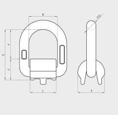 Kotevní navařovací oko s pružinou LPWLS, třída 8 rozměry