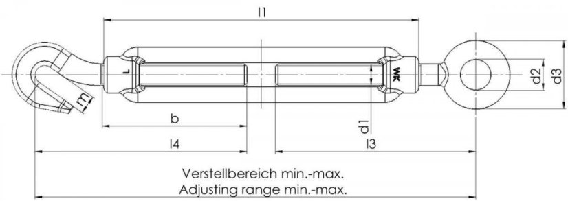 Nerezový napínák OKO-HÁK DIN 1480 - AISI 316 rozměr