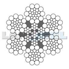 Ocelové lano 6x26WS-IWRC - průměr lana: 14 mm, dráty: holé, pevnost: 1770