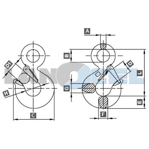 hák s okem 101DS, třída 4 rozměry