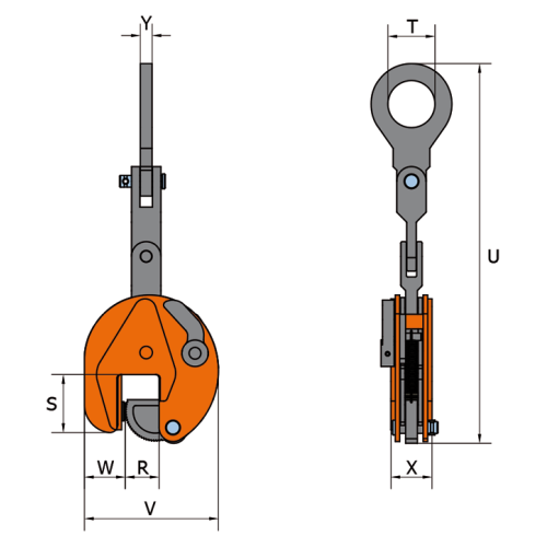 Vertikální svěrka SVMPW rozměry
