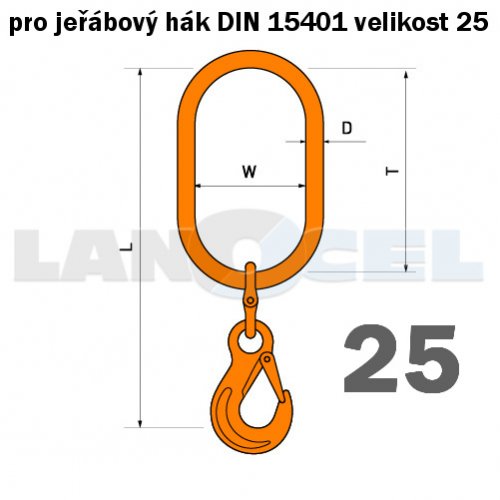Redukční závěs s hákem pro jeřábový hák vel.25 dle DIN 15401