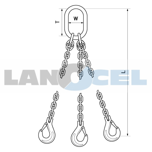 řetězový TROJHÁK se zkracovači 314M00_Z3 třída 10 rozměry