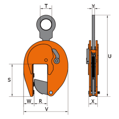 Vertikální svěrka VHPW-A rozměry