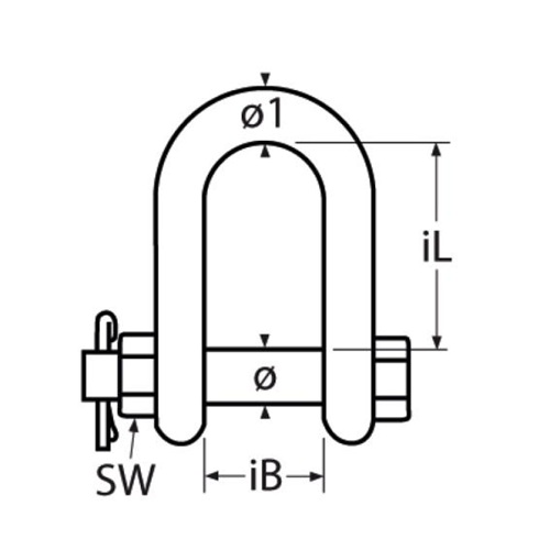 Nerezový třmen rovný DX s maticí a závlačkou schéma