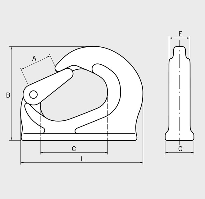 Navařovací hák BAG rozměry