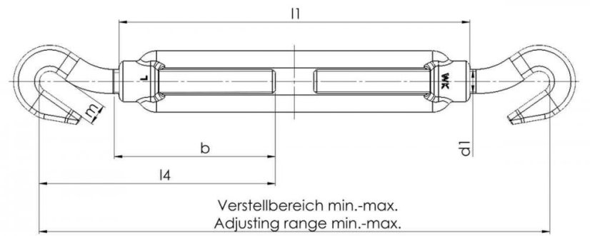 Napínák HÁK-HÁK DIN 1480, pozinkovaný rozměry