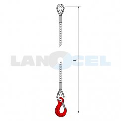 ocelové lano očnice-hák, typ 114L-FC rozměry