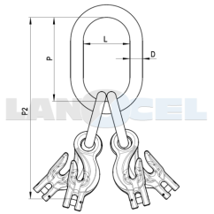 závěsný systém zvětšený se zkracovači VMXKW4 třída 10 rozměry
