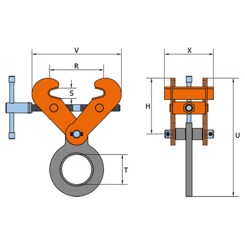 Šroubovací svěrka SVW rozměry