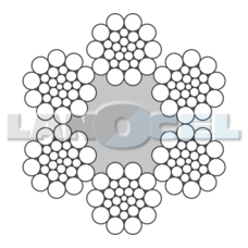 Ocelové lano 6x26WS-FC - průměr lana: 14 mm, dráty: holé, pevnost: 1770