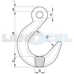 Hák slévárenský s okem FH třída 8 rozměry
