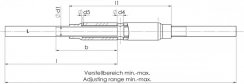 Napínák trubkový s navařovacími konci DIN 1478 - S355JR, pozinkovaný rozměry