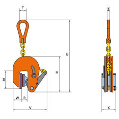 Vertikální svěrka VSNMW rozměry